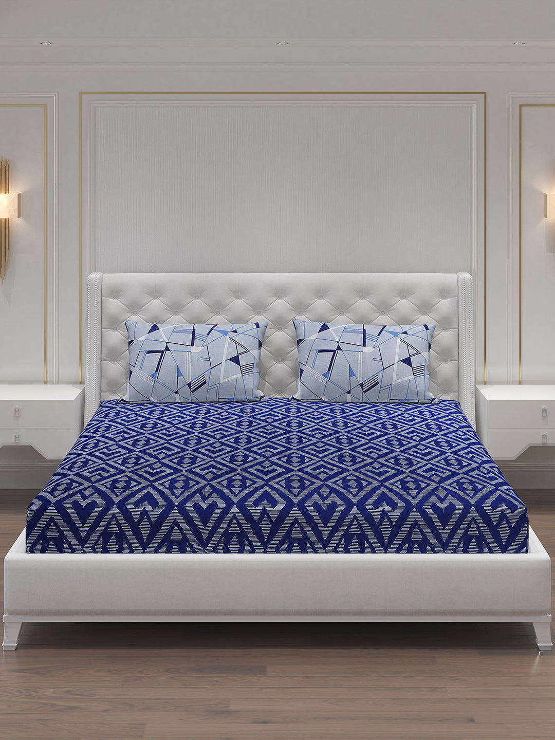 MOCA by Monte Carlo 144 TC Cotton King Bedsheet with 2 Pillow Covers