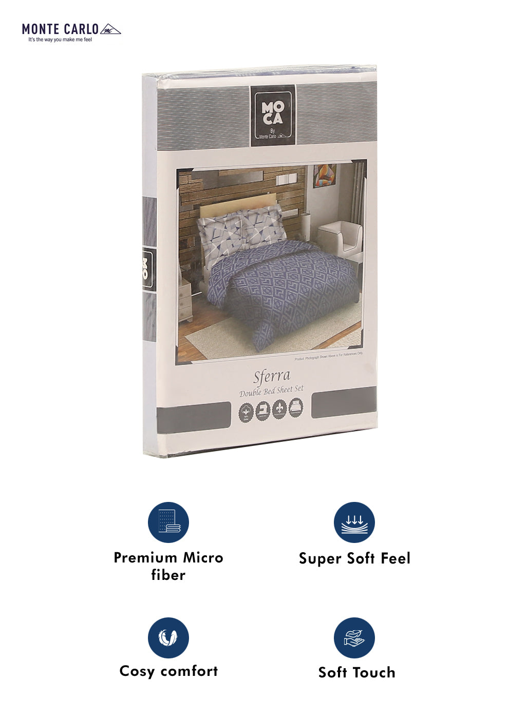 MOCA by Monte Carlo 144 TC Cotton King Bedsheet with 2 Pillow Covers