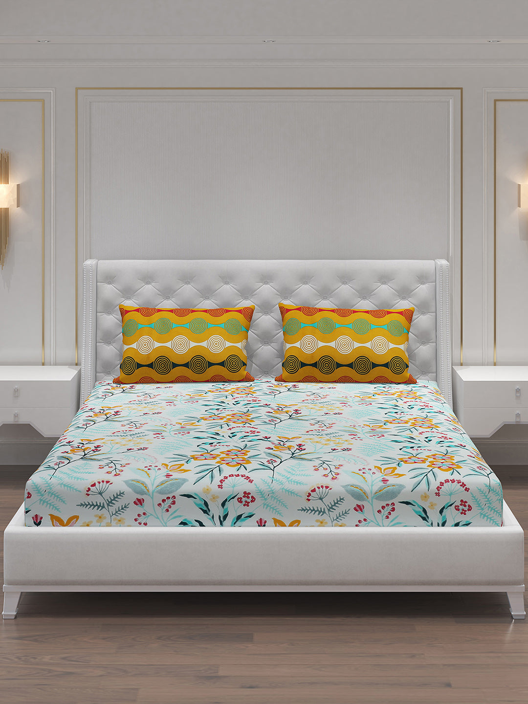 MOCA by Monte Carlo 144 TC Cotton King Bedsheet with 2 Pillow Covers