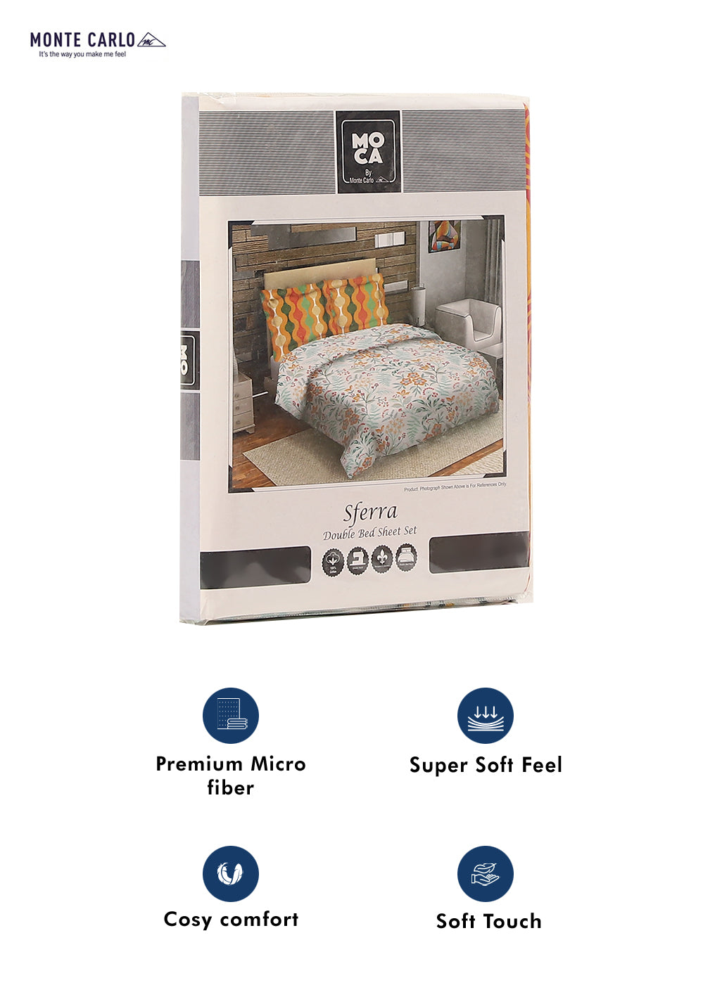 MOCA by Monte Carlo 144 TC Cotton King Bedsheet with 2 Pillow Covers