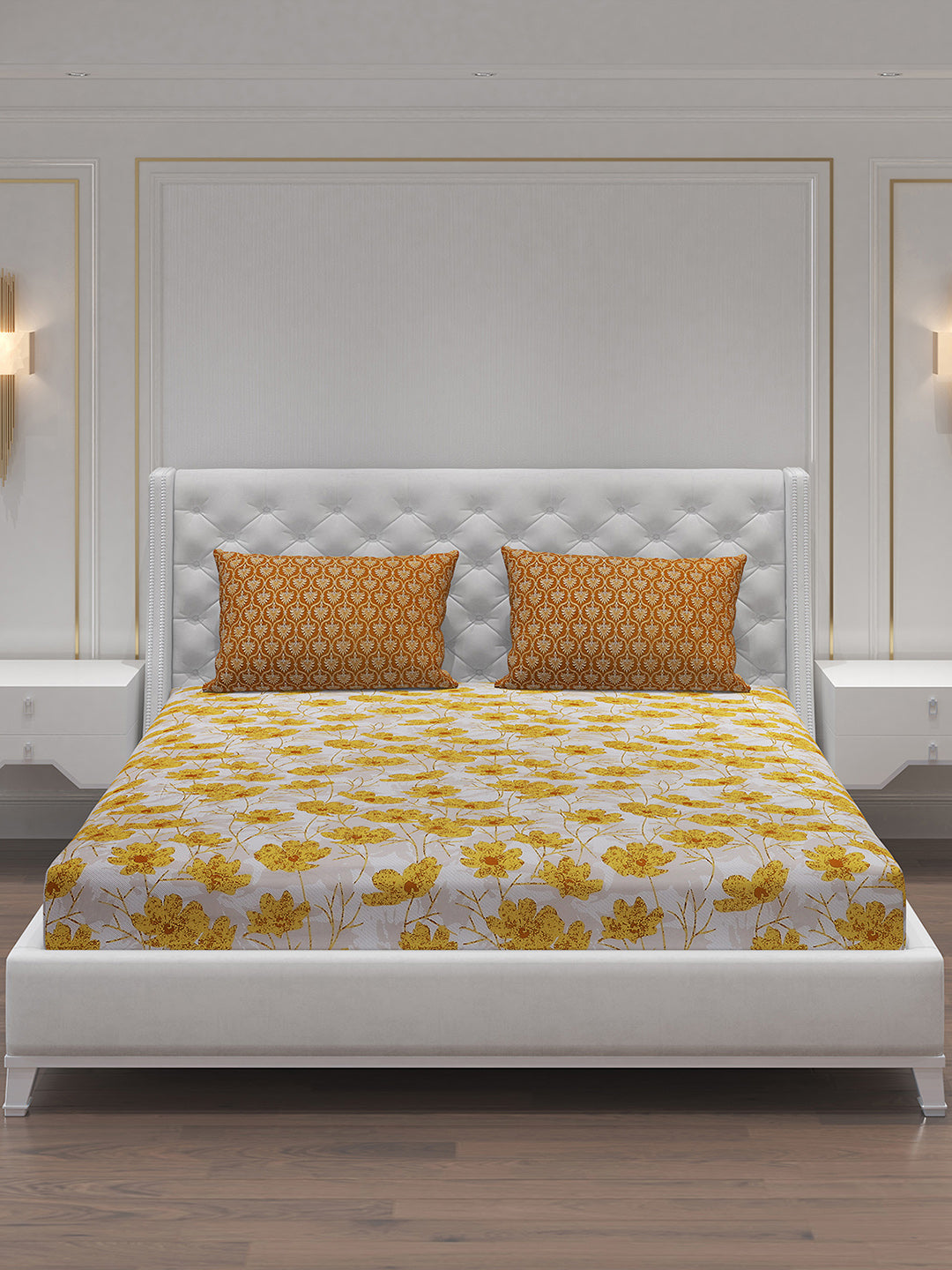 MOCA by Monte Carlo 144 TC Cotton King Bedsheet with 2 Pillow Covers