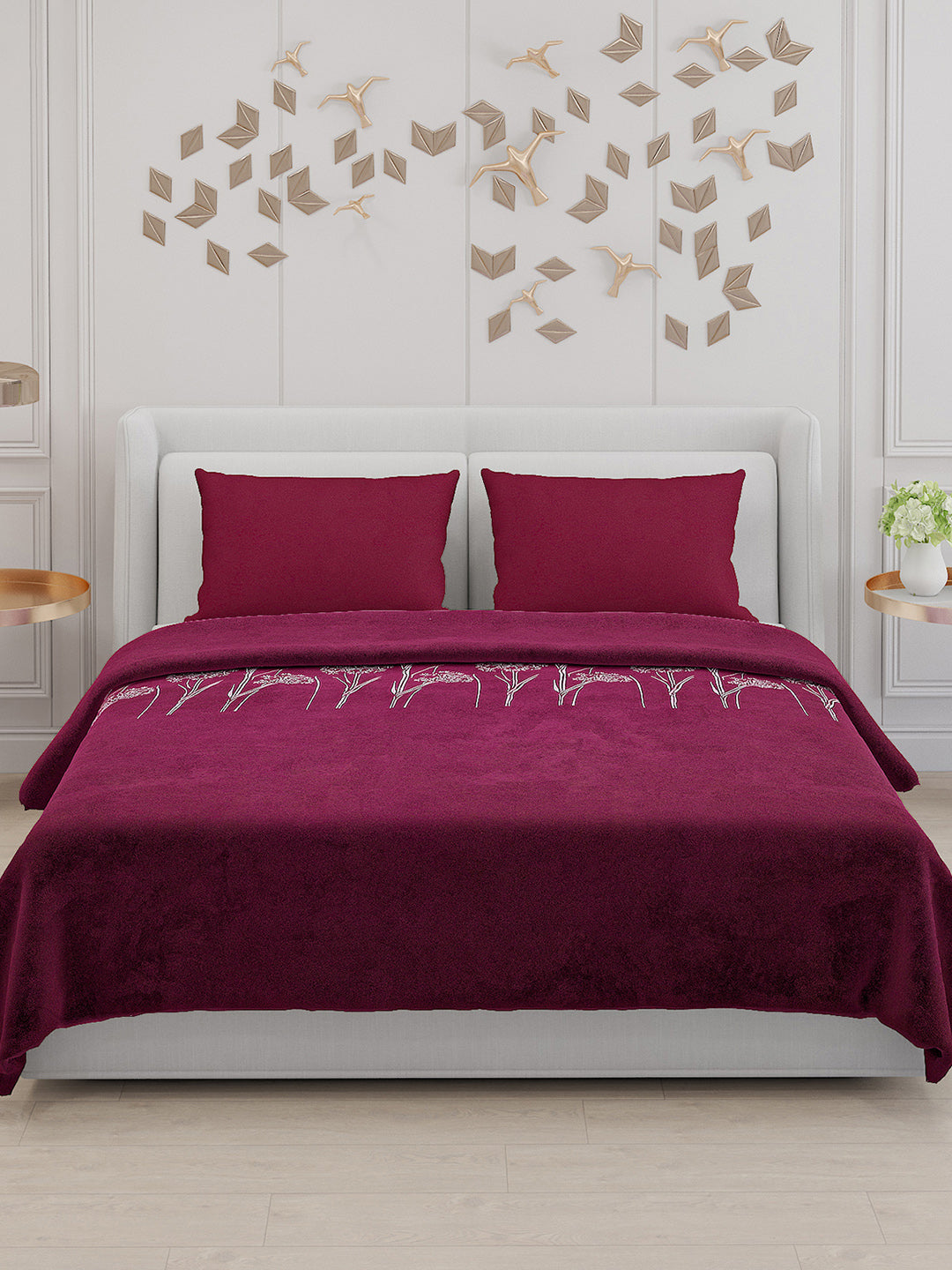 115 GSM Polyester Double Bed Bedsheet with 2 Pillow Covers - Updated - Updated - Updated