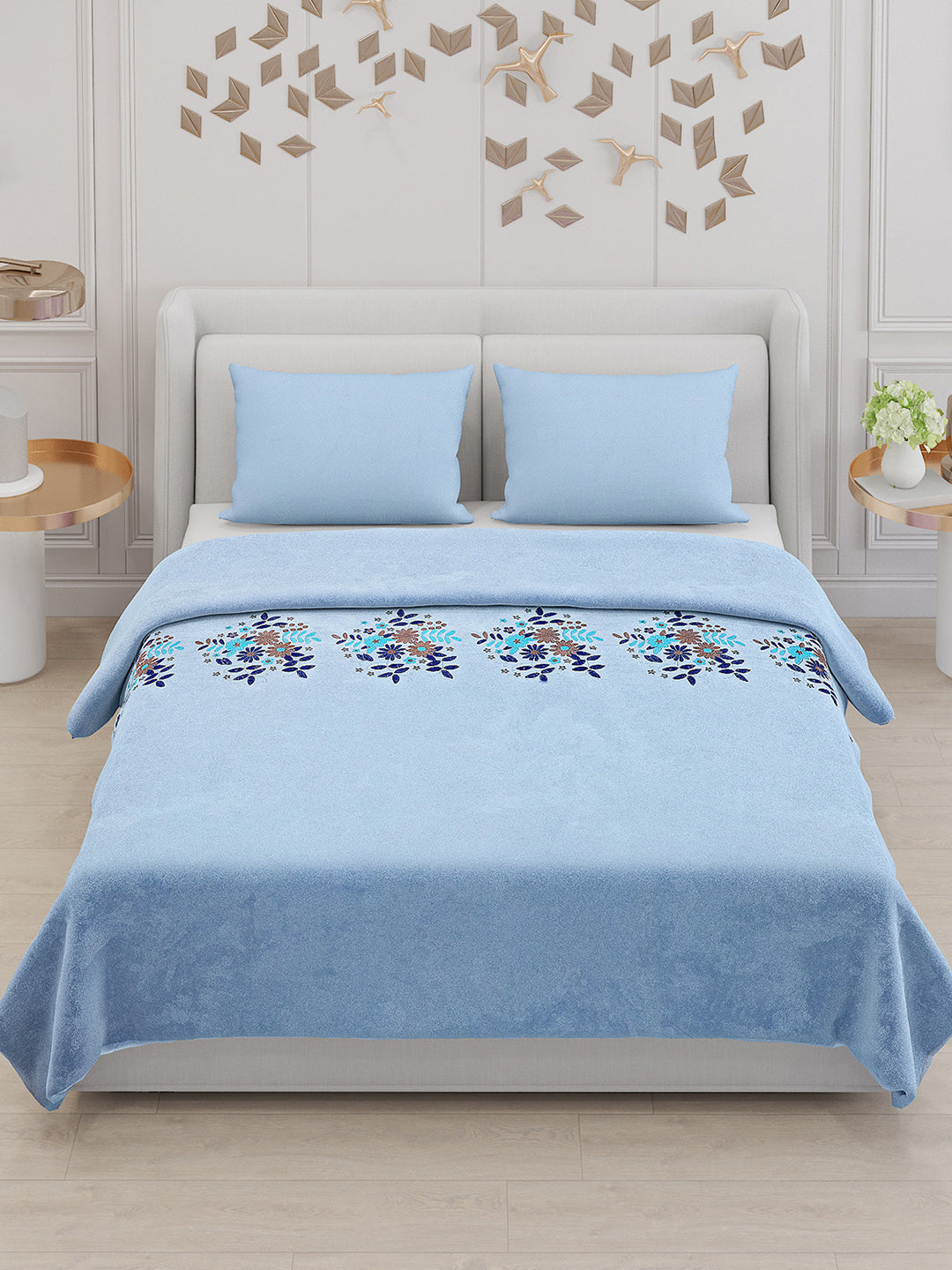 115 GSM Polyester Double Bed Bedsheet with 2 Pillow Covers - Updated - Updated