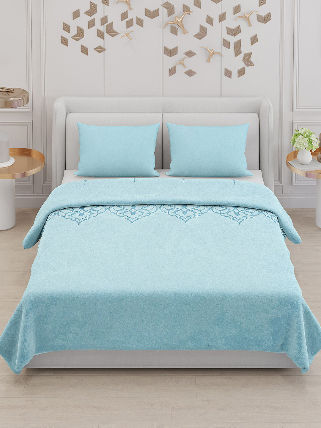 115 GSM Polyester Double Bed Bedsheet with 2 Pillow Covers - Updated - Updated - Updated