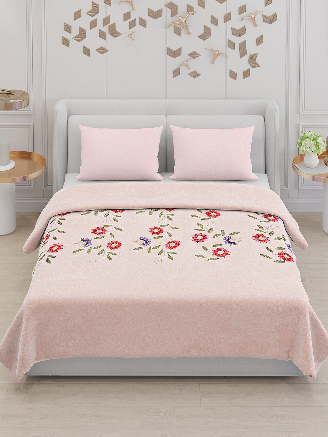 115 GSM Polyester Double Bed Bedsheet with 2 Pillow Covers - Updated - Updated