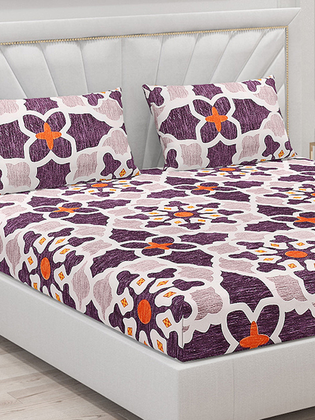 145 GSM Polyester Double Bed Bedsheet with 2 Pillow Covers