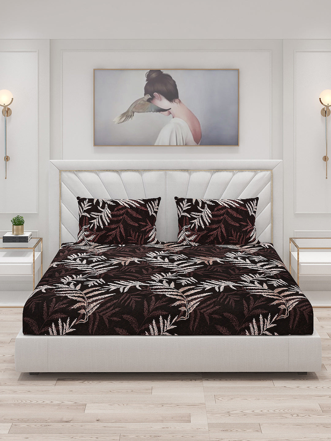 145 GSM Polyester Double Bed Bedsheet with 2 Pillow Covers