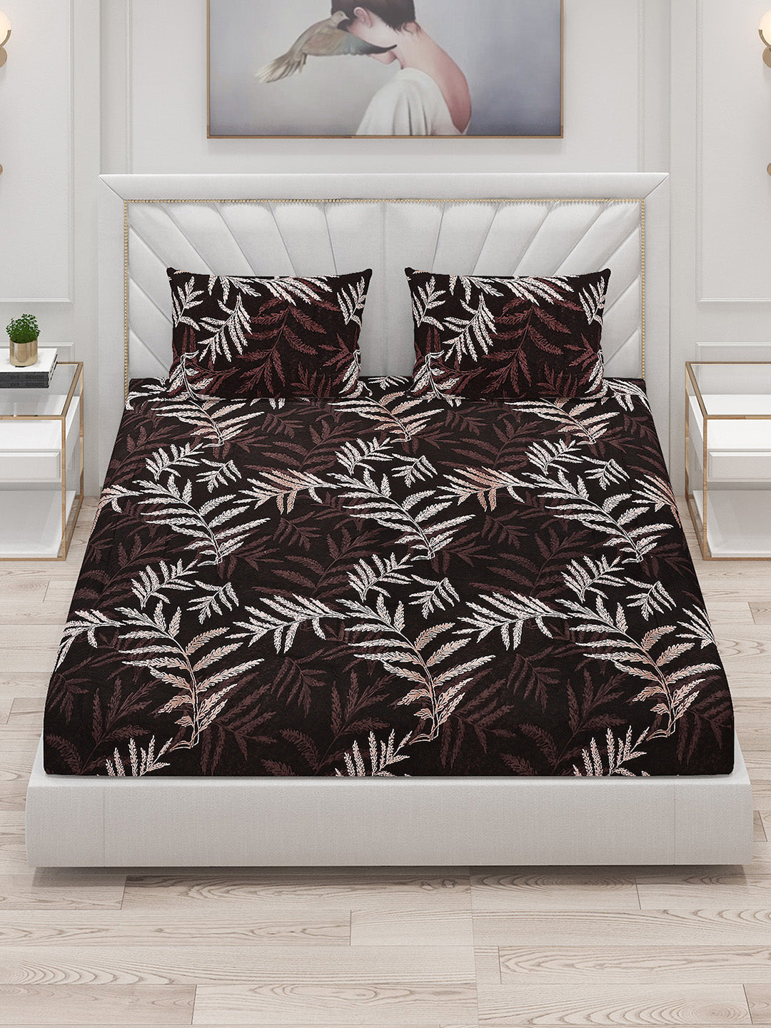 145 GSM Polyester Double Bed Bedsheet with 2 Pillow Covers