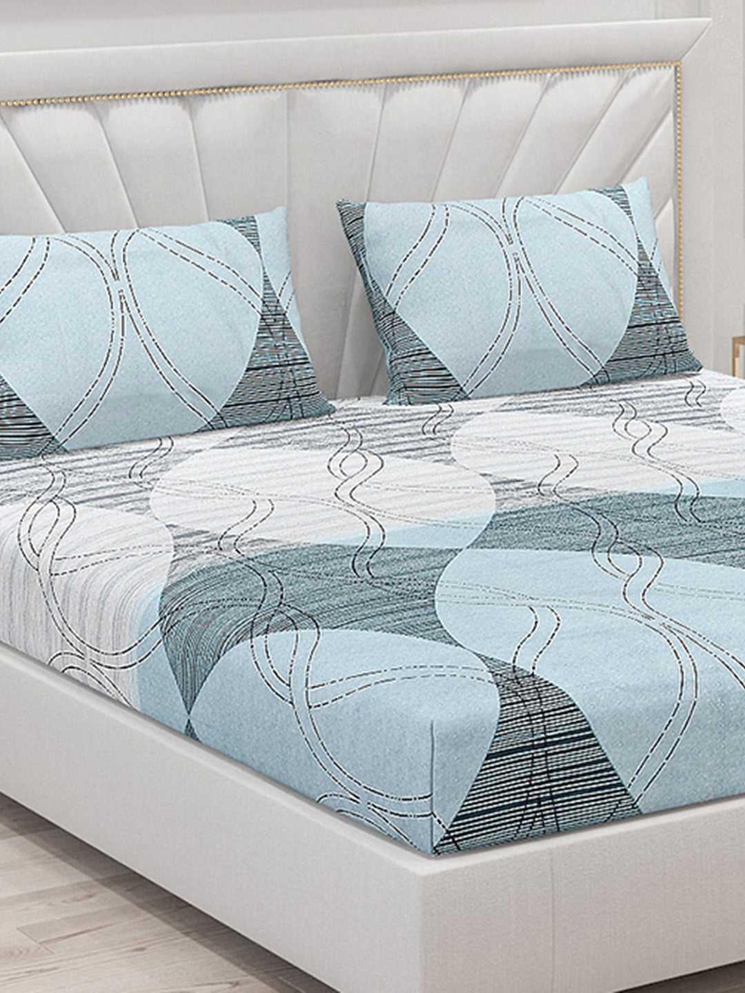 145 GSM Polyester Double Bed Bedsheet with 2 Pillow Covers