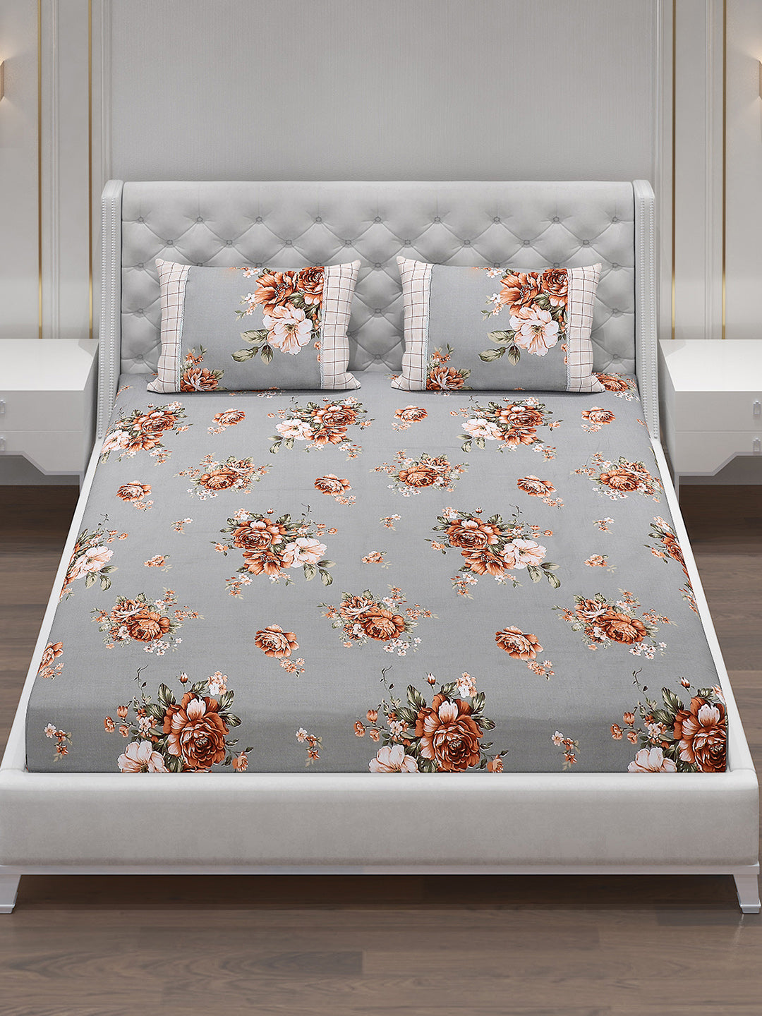 130 GSM Polyester Double Bed Bedsheet with 2 Pillow Covers