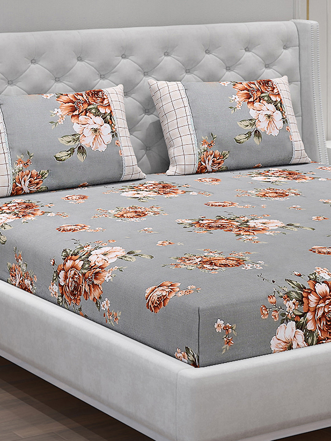 130 GSM Polyester Double Bed Bedsheet with 2 Pillow Covers