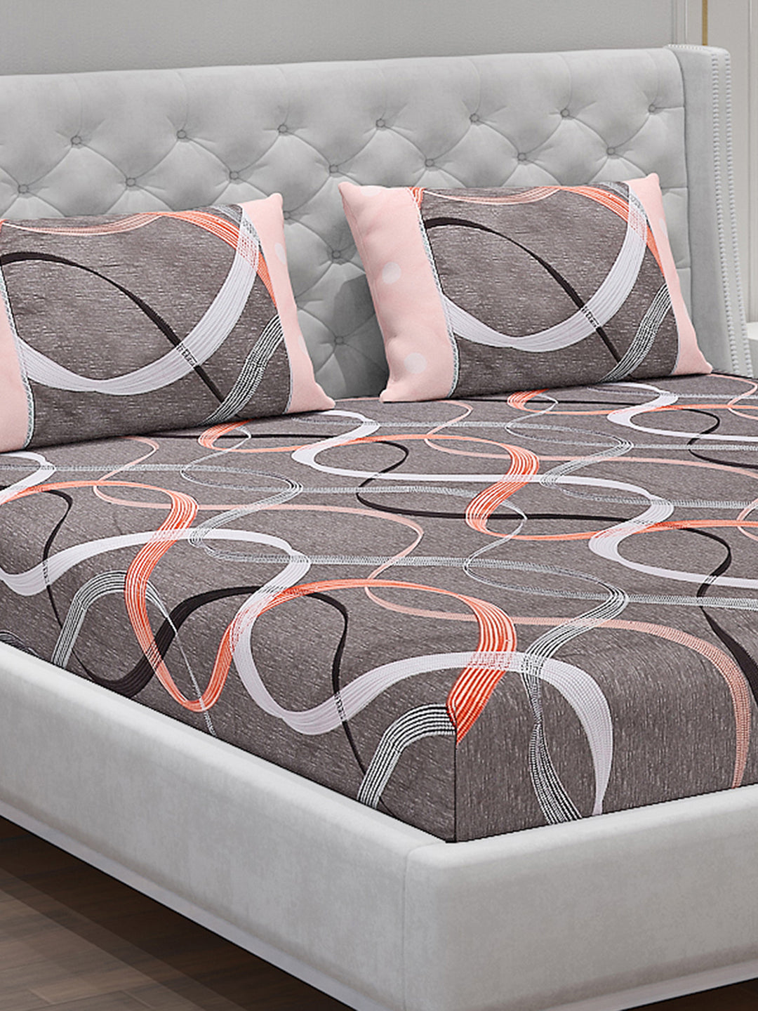 130 GSM Polyester Double Bed Bedsheet with 2 Pillow Covers