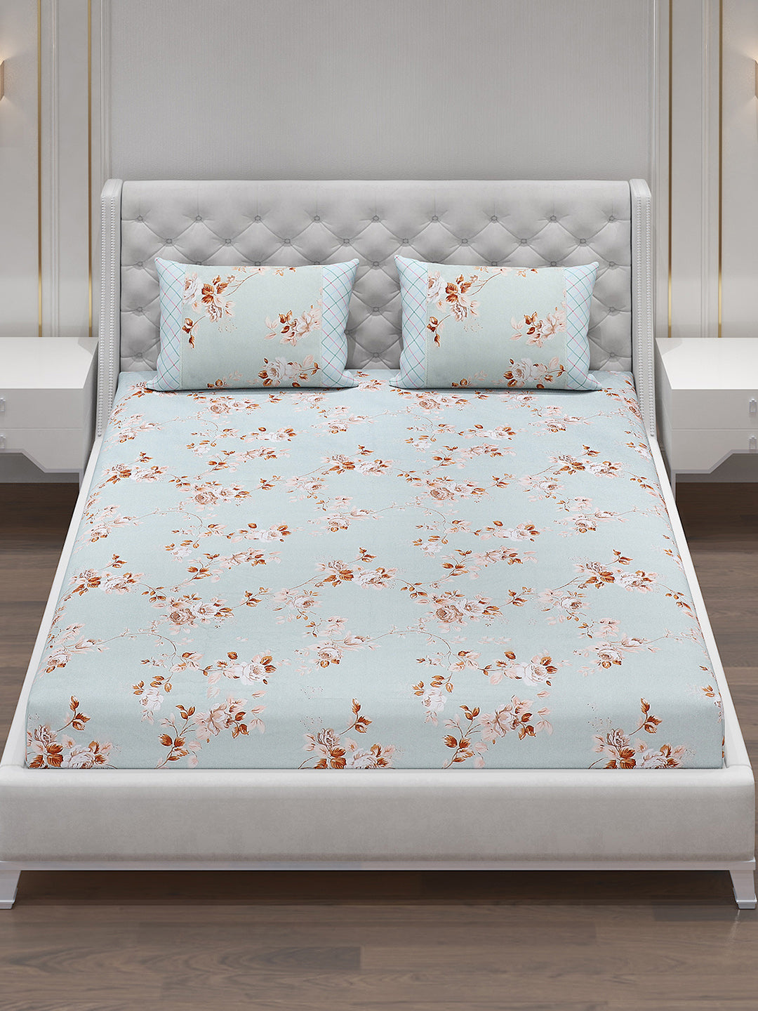 130 GSM Polyester Double Bed Bedsheet with 2 Pillow Covers