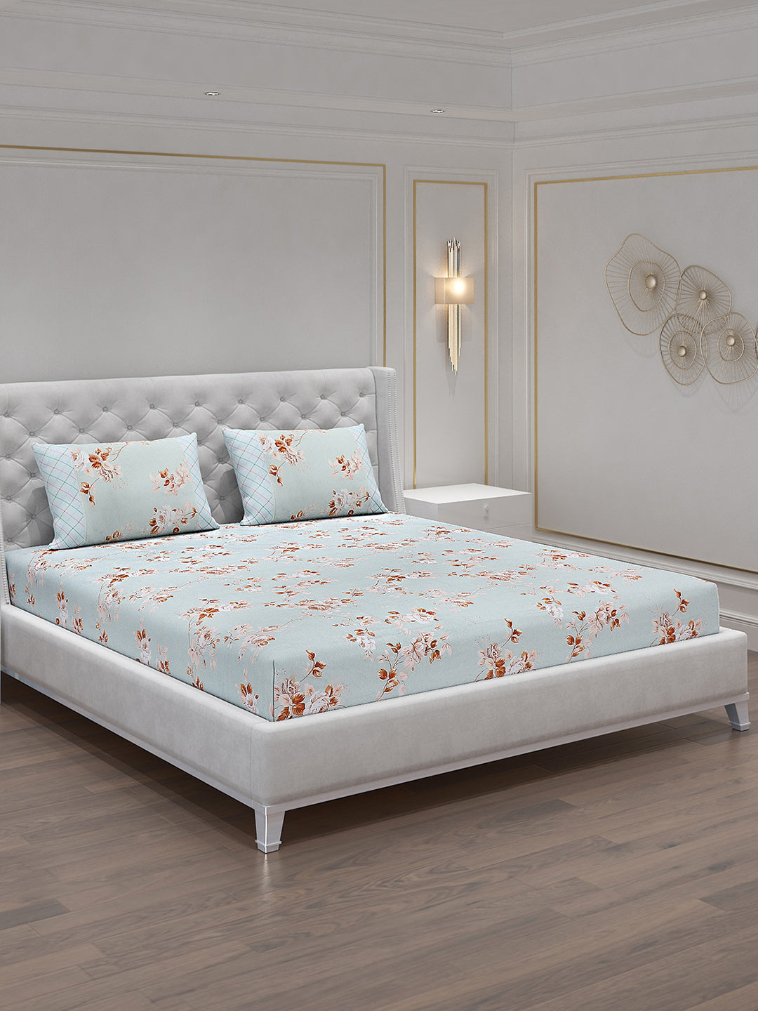 130 GSM Polyester Double Bed Bedsheet with 2 Pillow Covers