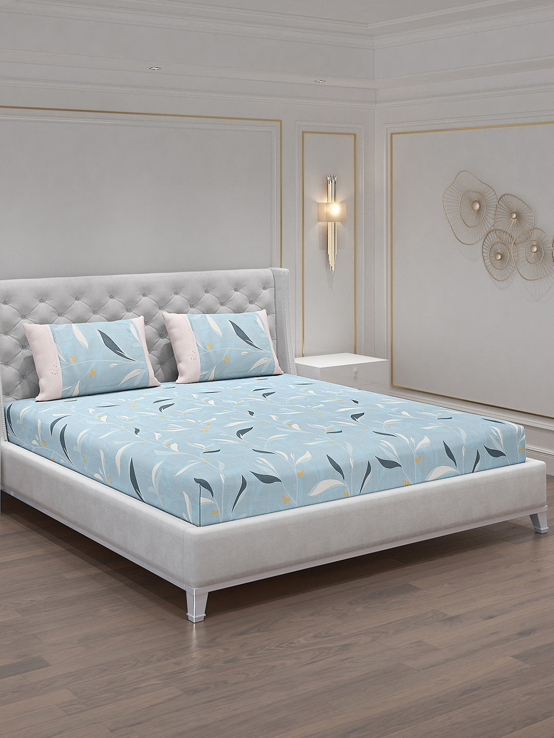 130 GSM Polyester Double Bed Bedsheet with 2 Pillow Covers