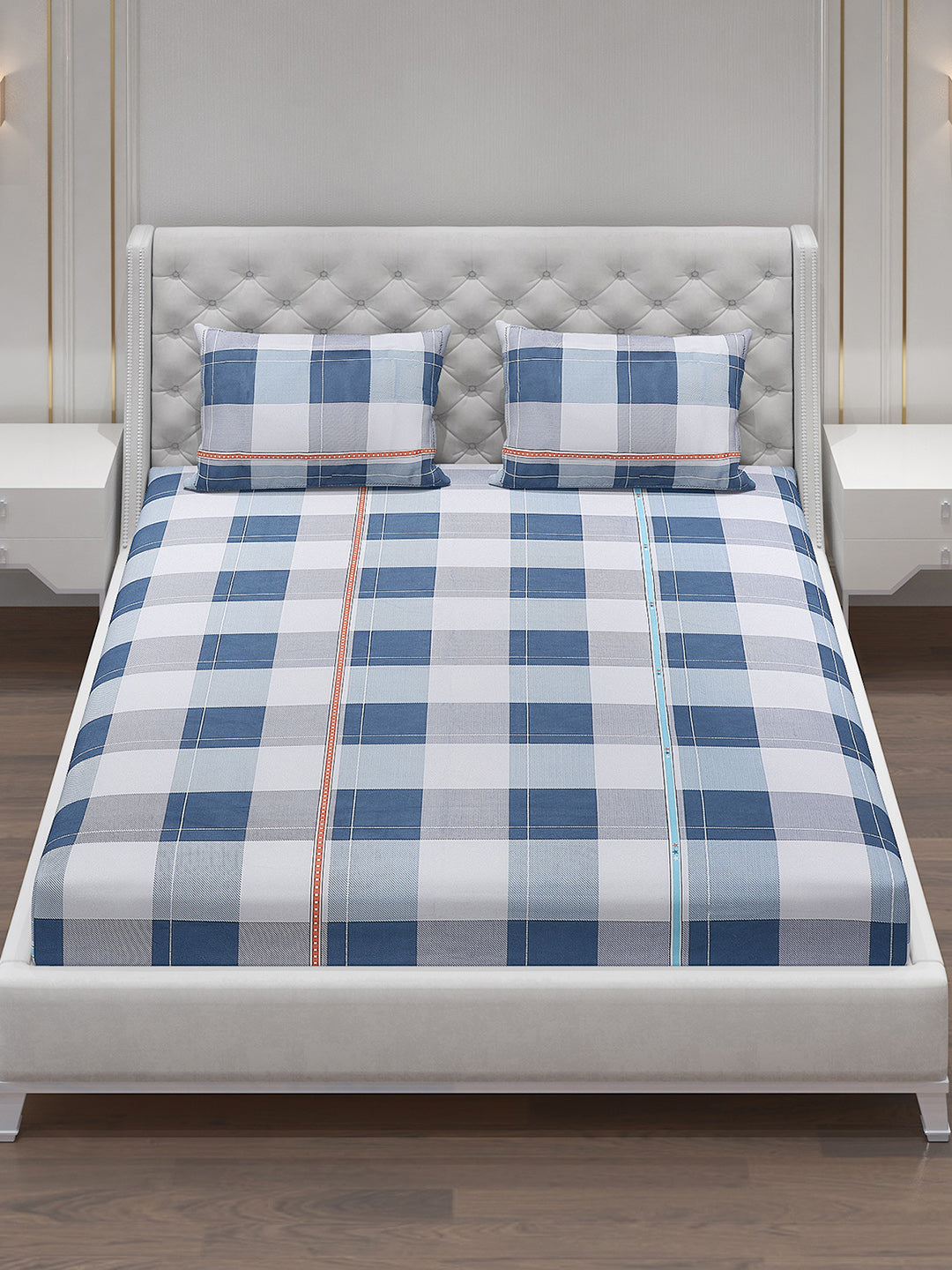 140 GSM Polyester Double Bed Bedsheet with 2 Pillow Covers