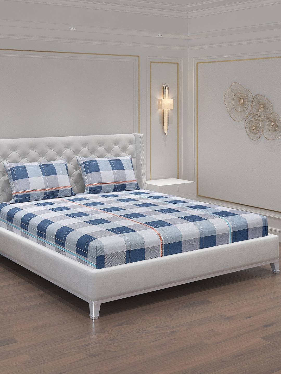 140 GSM Polyester Double Bed Bedsheet with 2 Pillow Covers