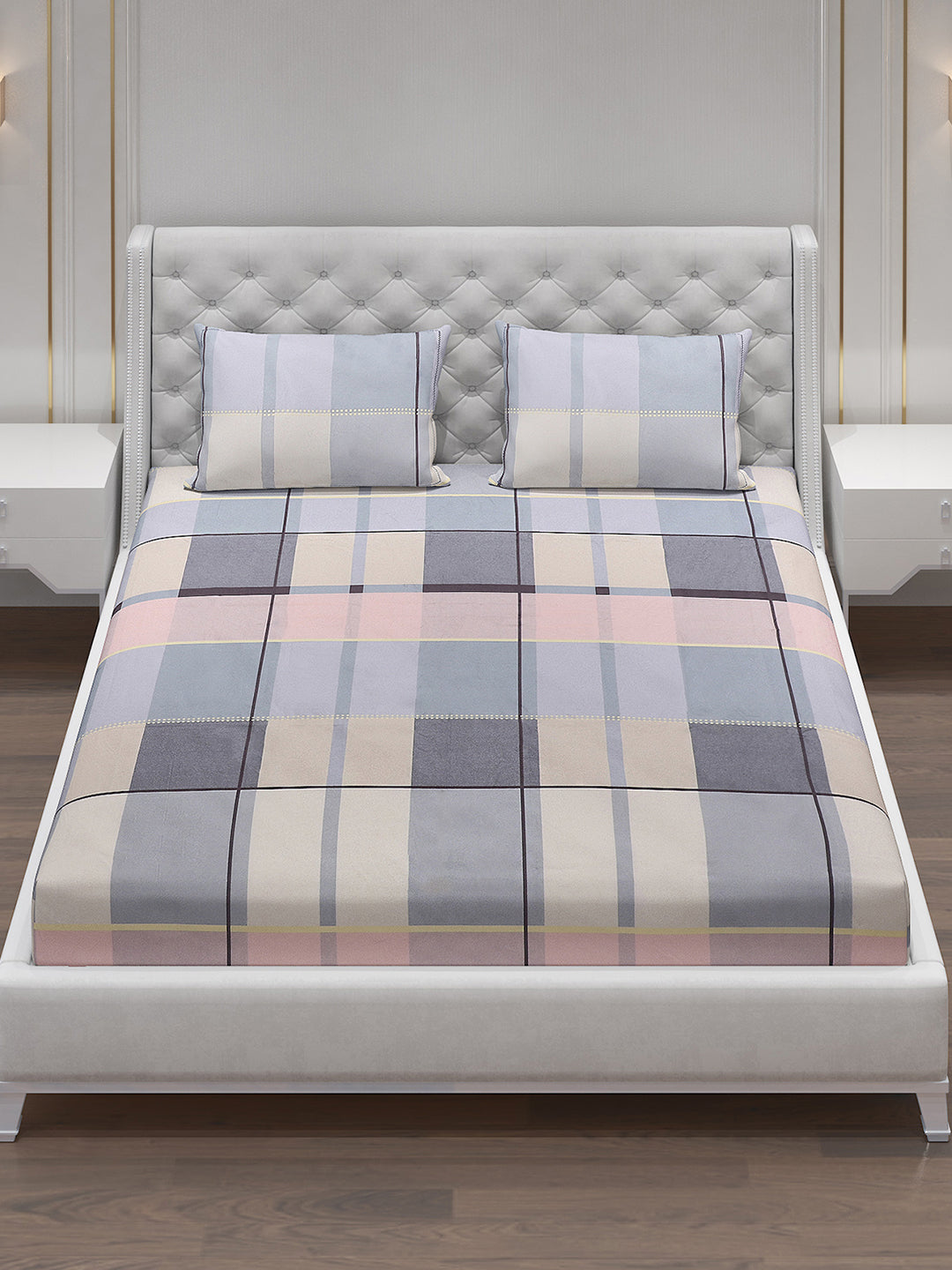 140 GSM Polyester Double Bed Bedsheet with 2 Pillow Covers