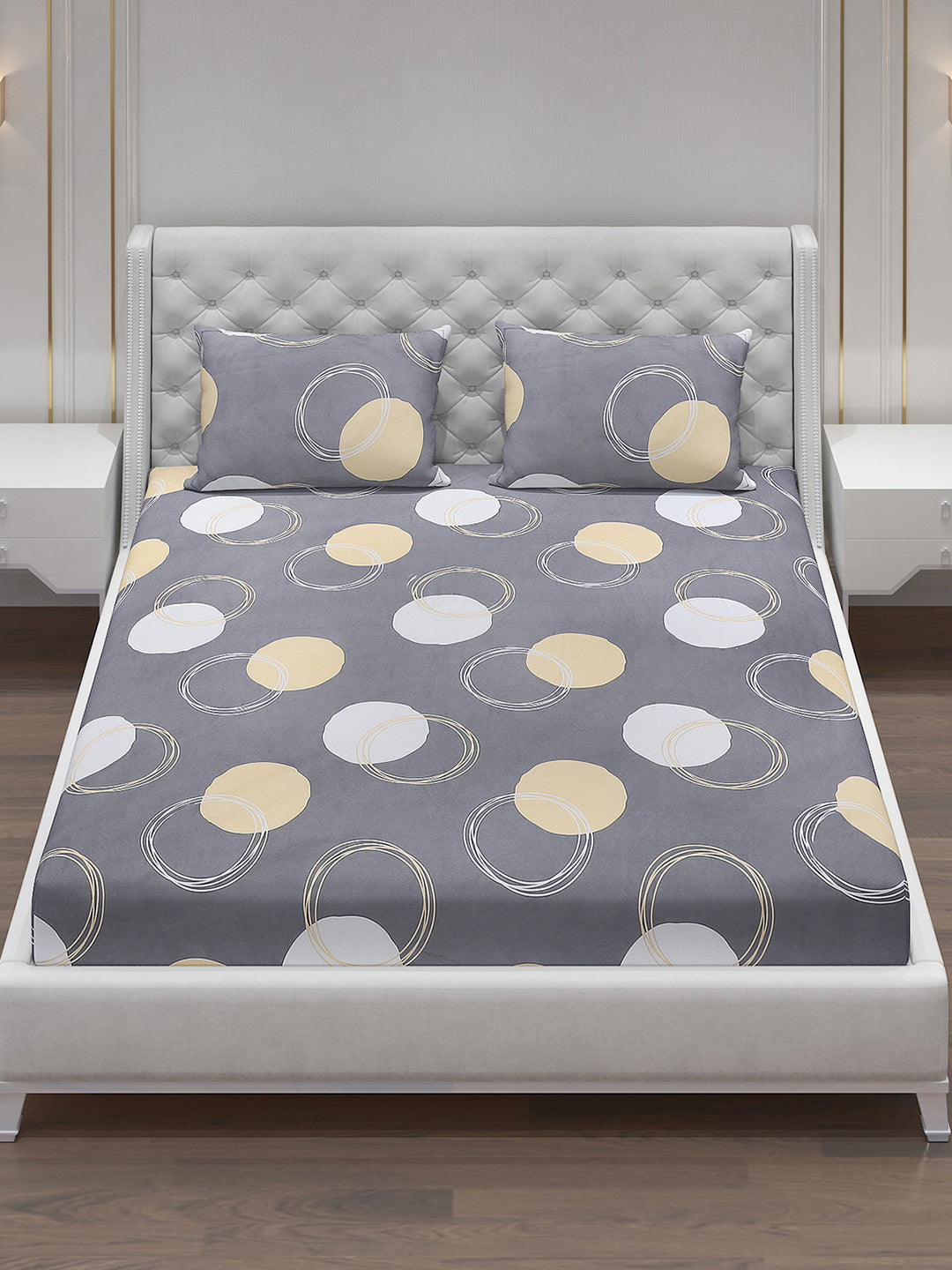 140 GSM Polyester Double Bed Bedsheet with 2 Pillow Covers