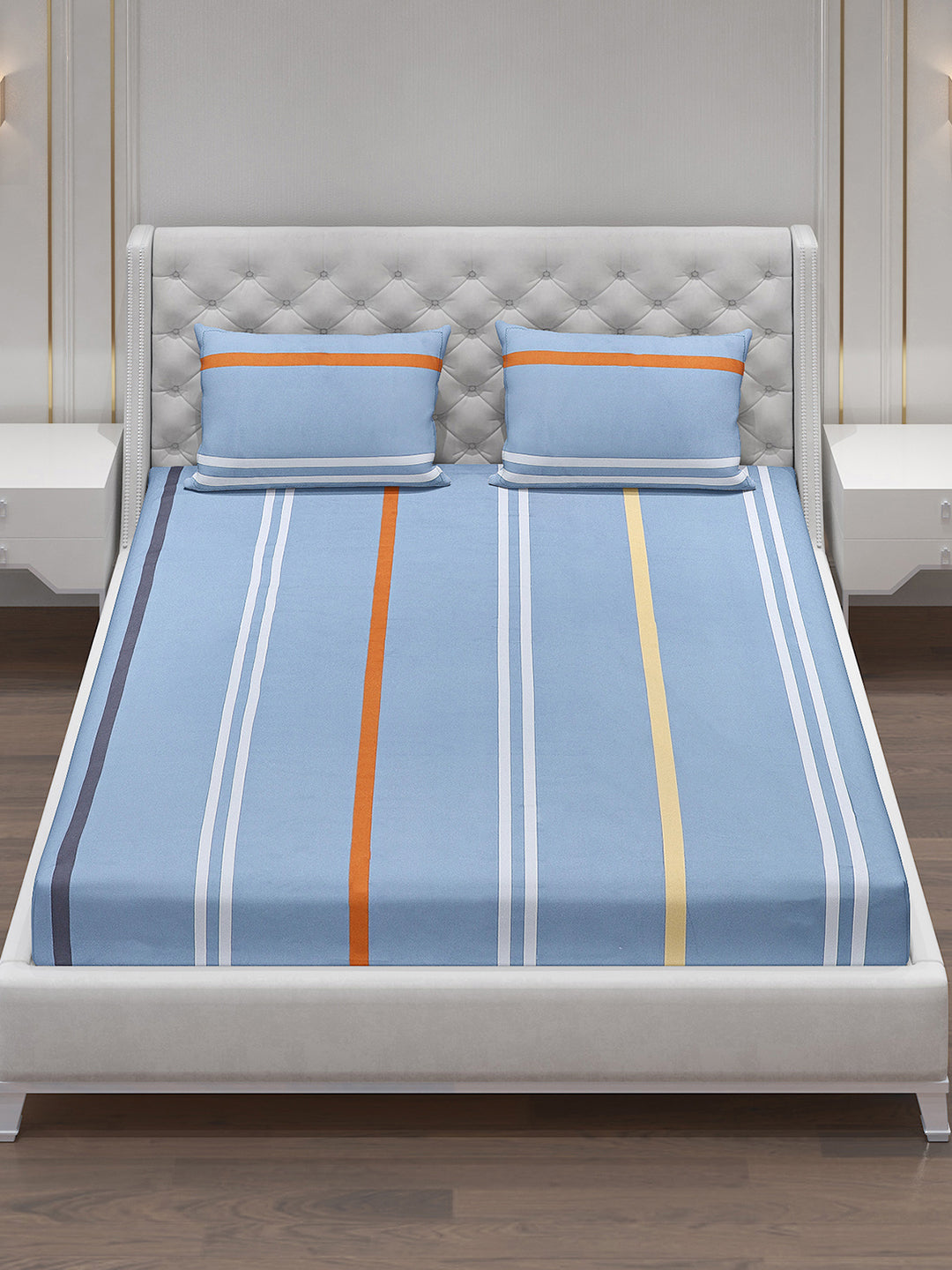 140 GSM Polyester Double Bed Bedsheet with 2 Pillow Covers