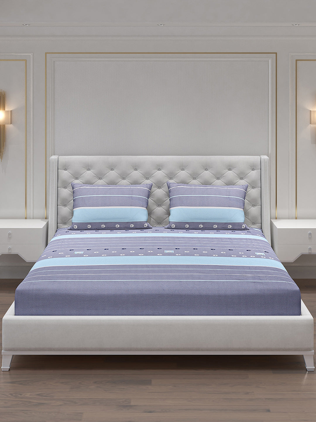 140 GSM Polyester Double Bed Bedsheet with 2 Pillow Covers