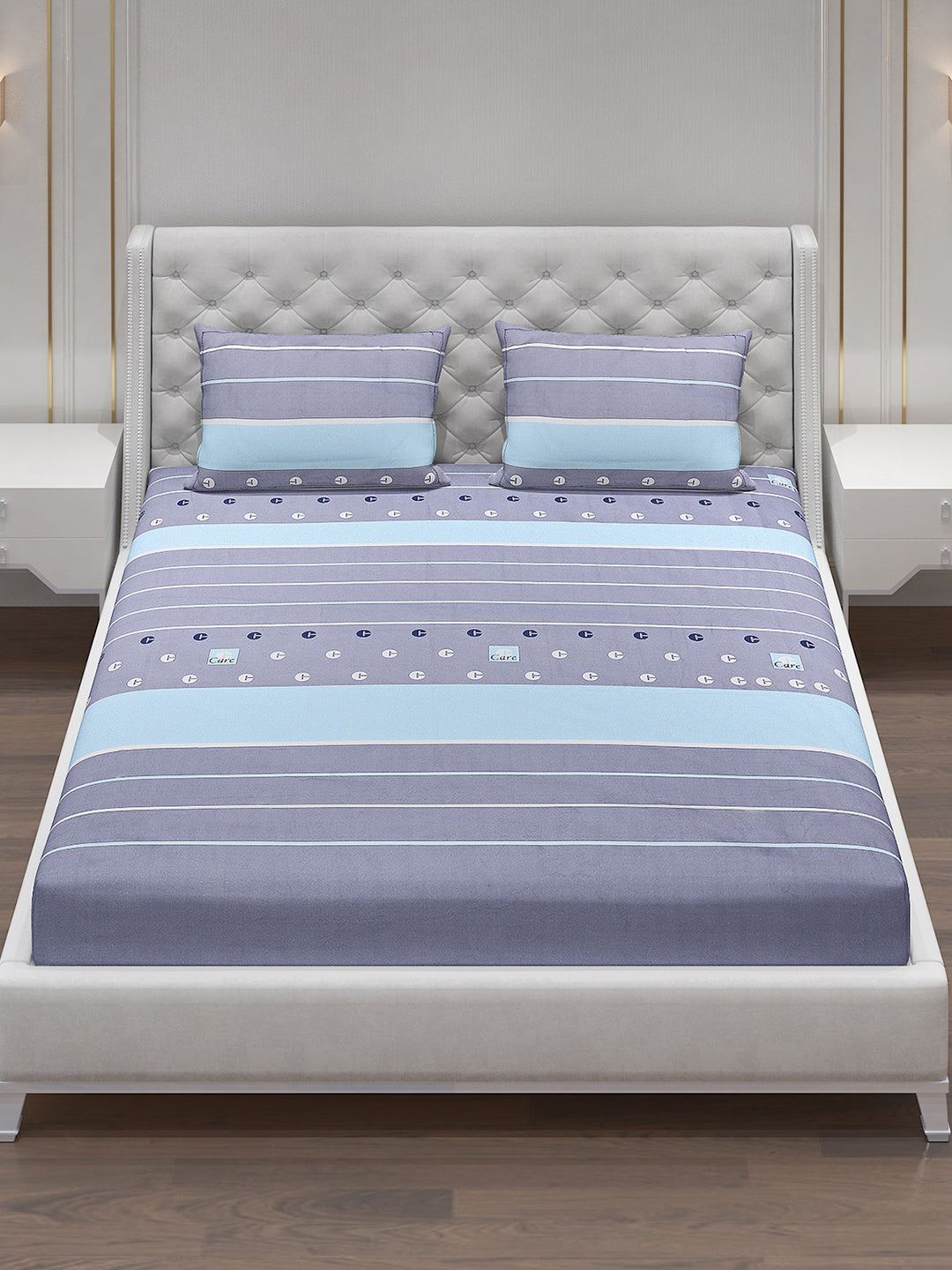 140 GSM Polyester Double Bed Bedsheet with 2 Pillow Covers