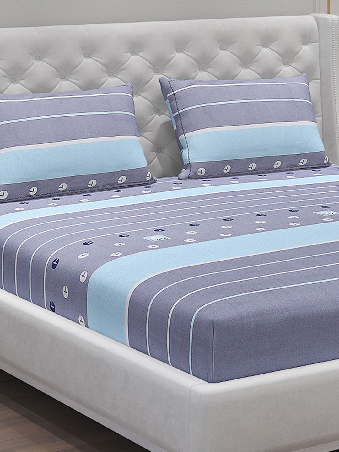 140 GSM Polyester Double Bed Bedsheet with 2 Pillow Covers