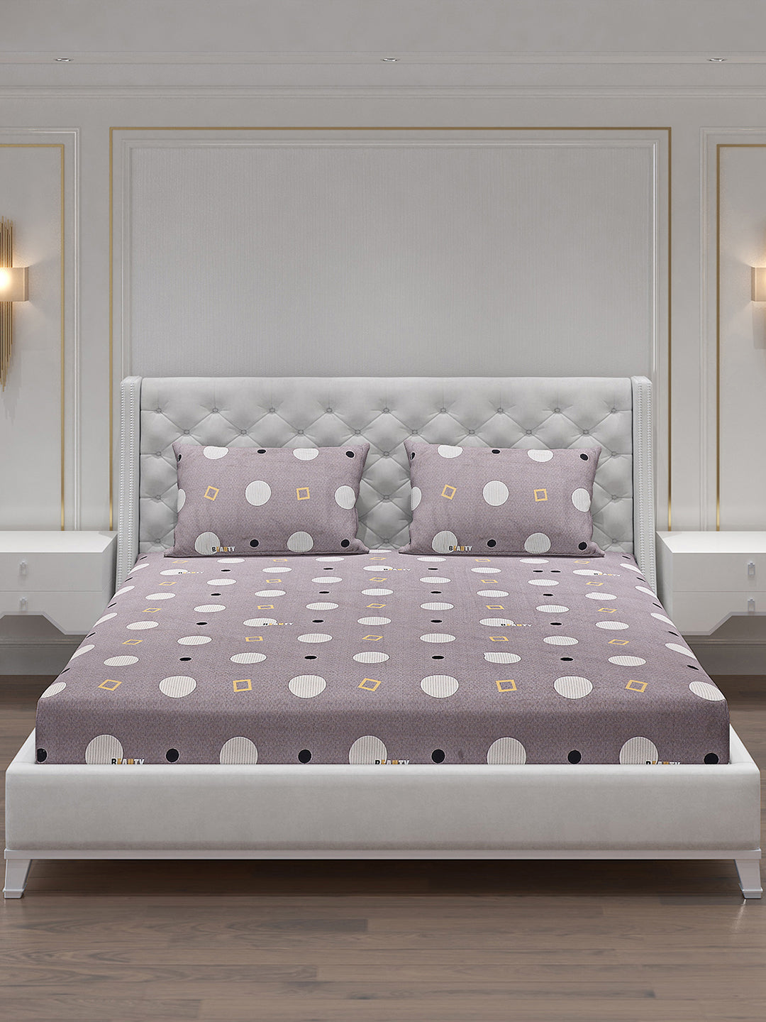 140 GSM Polyester Double Bed Bedsheet with 2 Pillow Covers