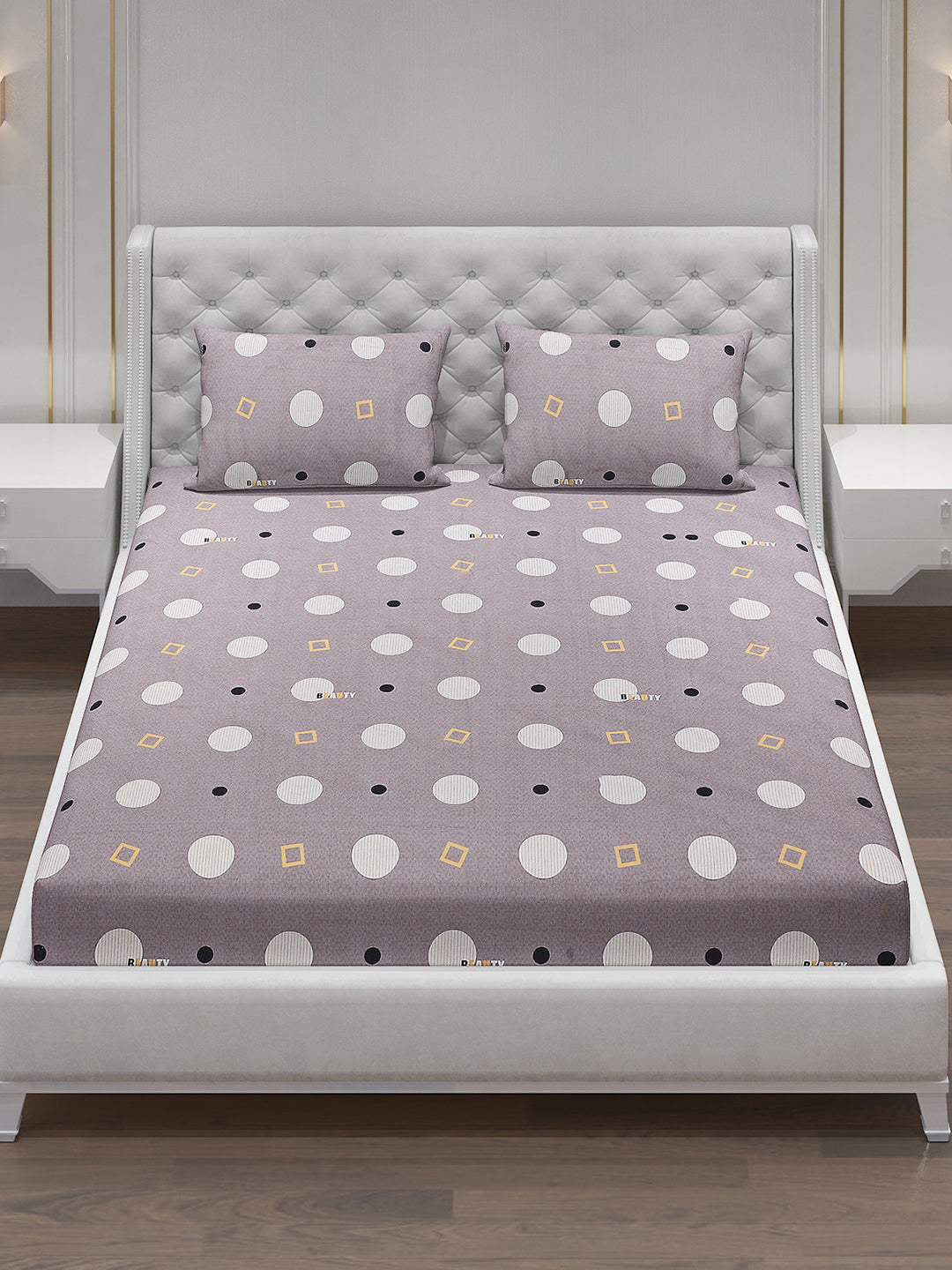 140 GSM Polyester Double Bed Bedsheet with 2 Pillow Covers