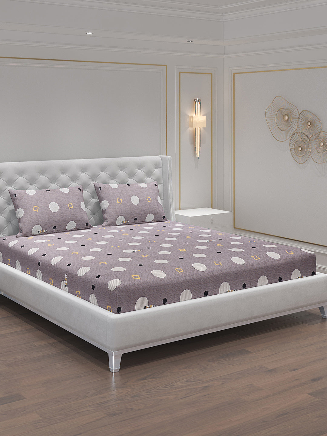 140 GSM Polyester Double Bed Bedsheet with 2 Pillow Covers