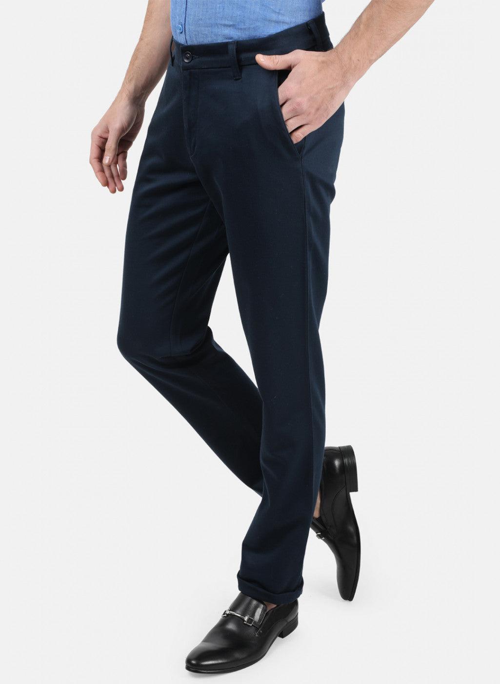 Men NAvy Blue Plain Trousers