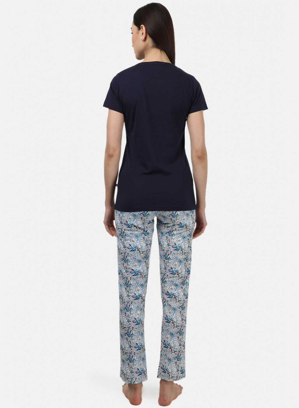 Womens Blue & Off White Printed Lower Sets