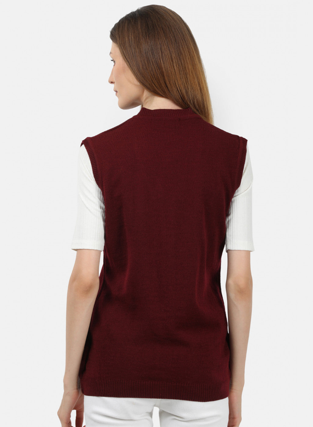 Women Maroon Solid Cardigan