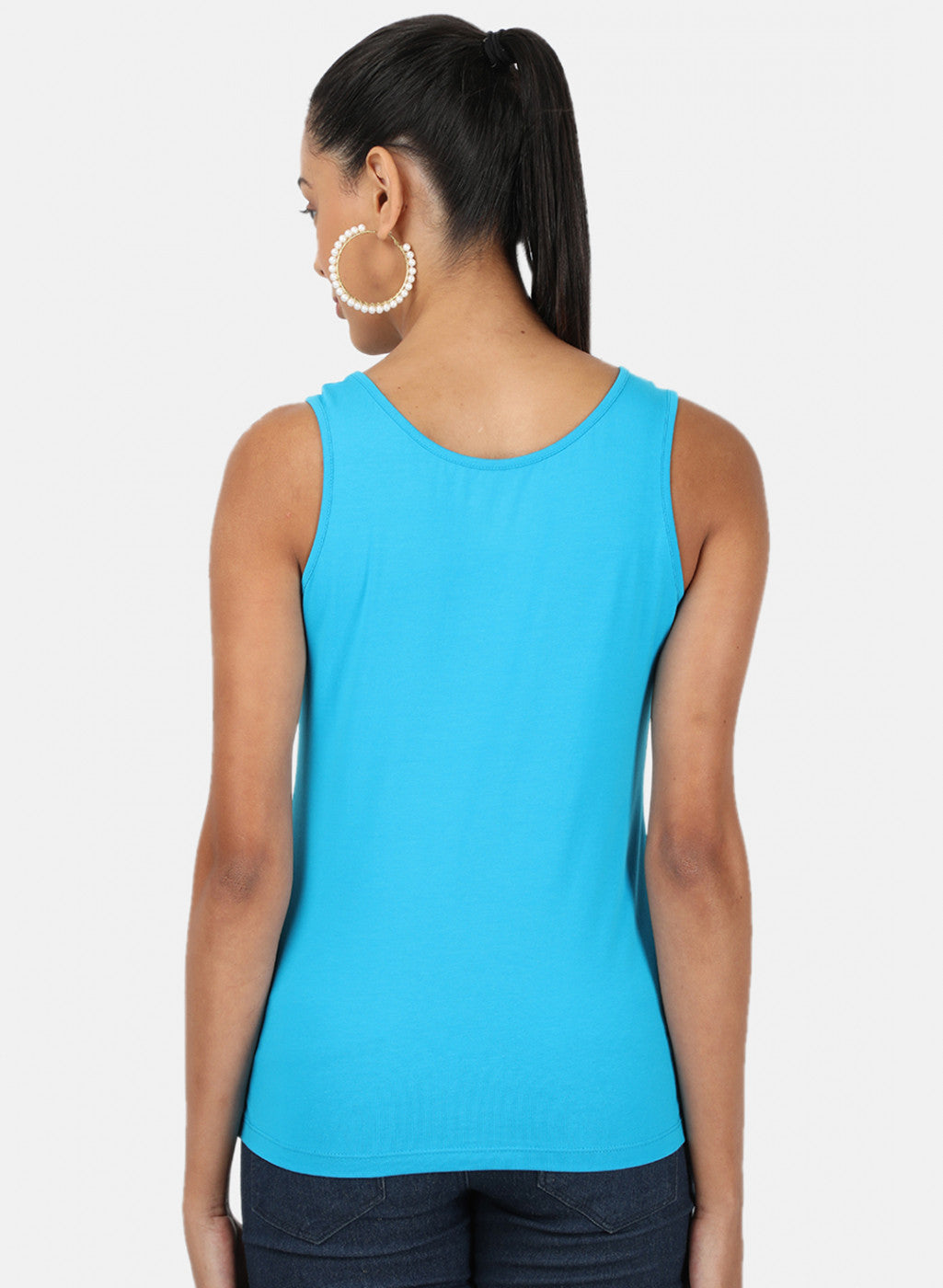 Womens Blue Plain Spaghetti