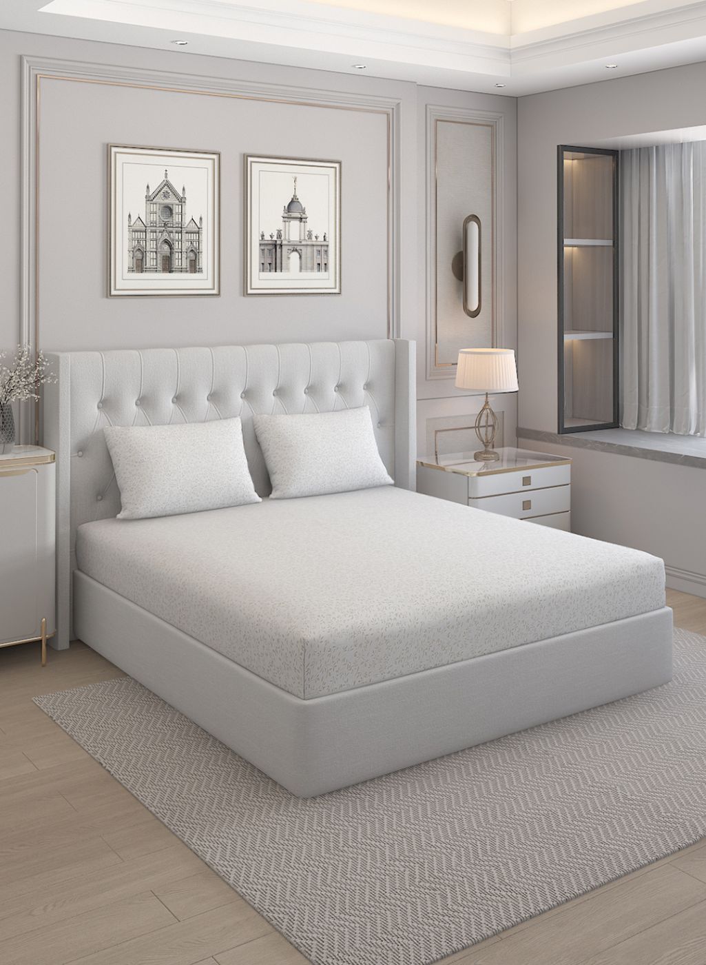 210TC Pure Cotton Queen Bedsheet with 2 Pillow Covers