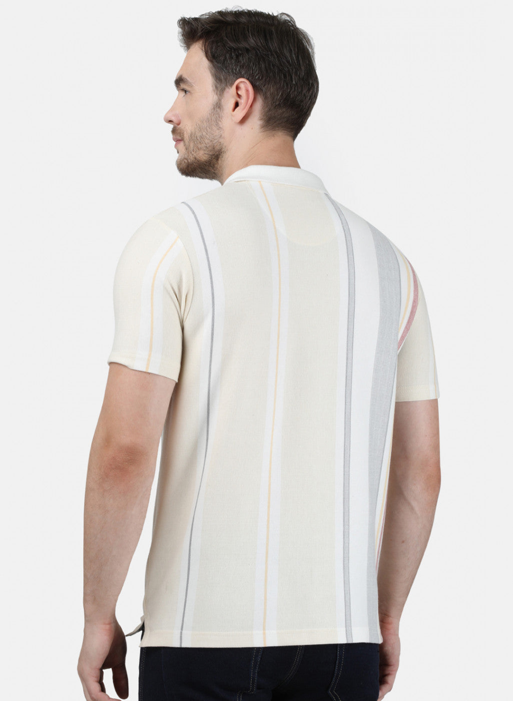 Mens Multi Color Stripe Collar T-Shirts