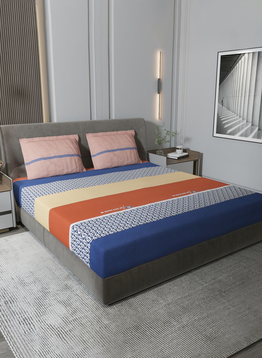 200TC Pure Cotton King Bedsheet with 2 Pillow Covers