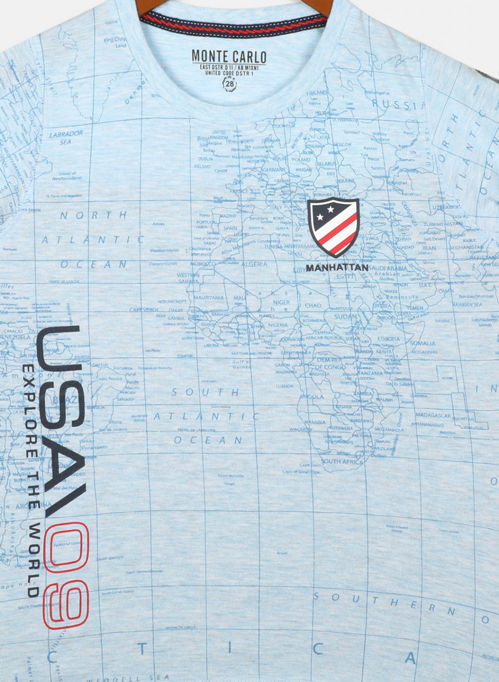 Boys Sky Blue Printed T-Shirts