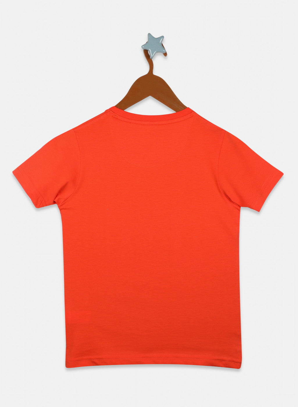 Boys Orange & Navy Blue Printed T-Shirt