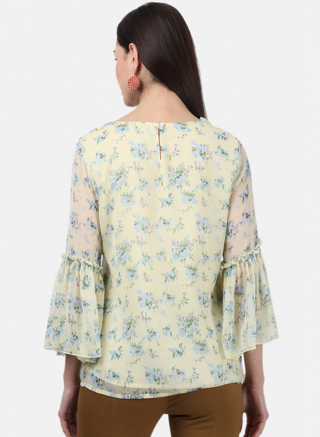 Womens Yellow Printed Tops