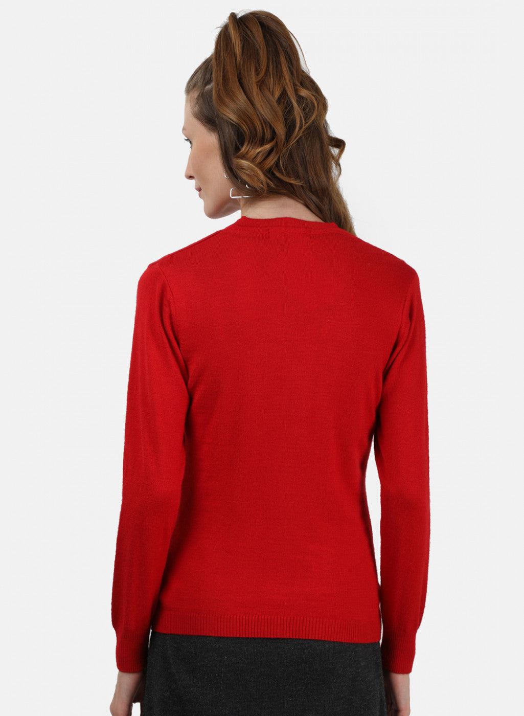 Women Red Solid Cardigan