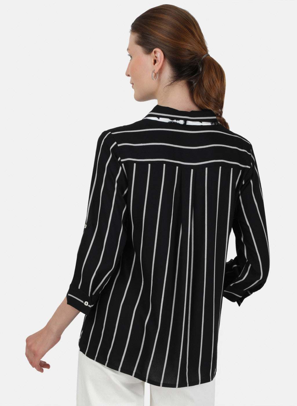 Womens Black & White Printed Top