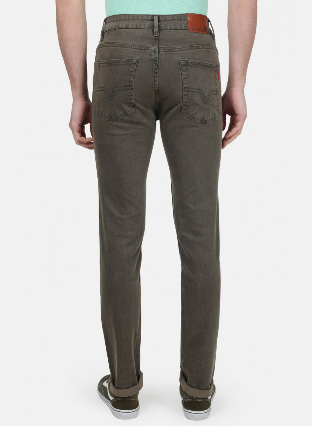 Mens Brown Plain Denims