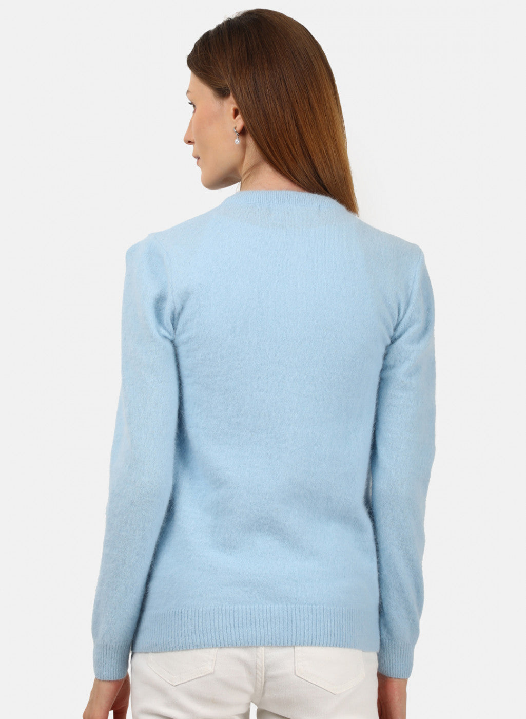 Women Sky Blue Solid Cardigan