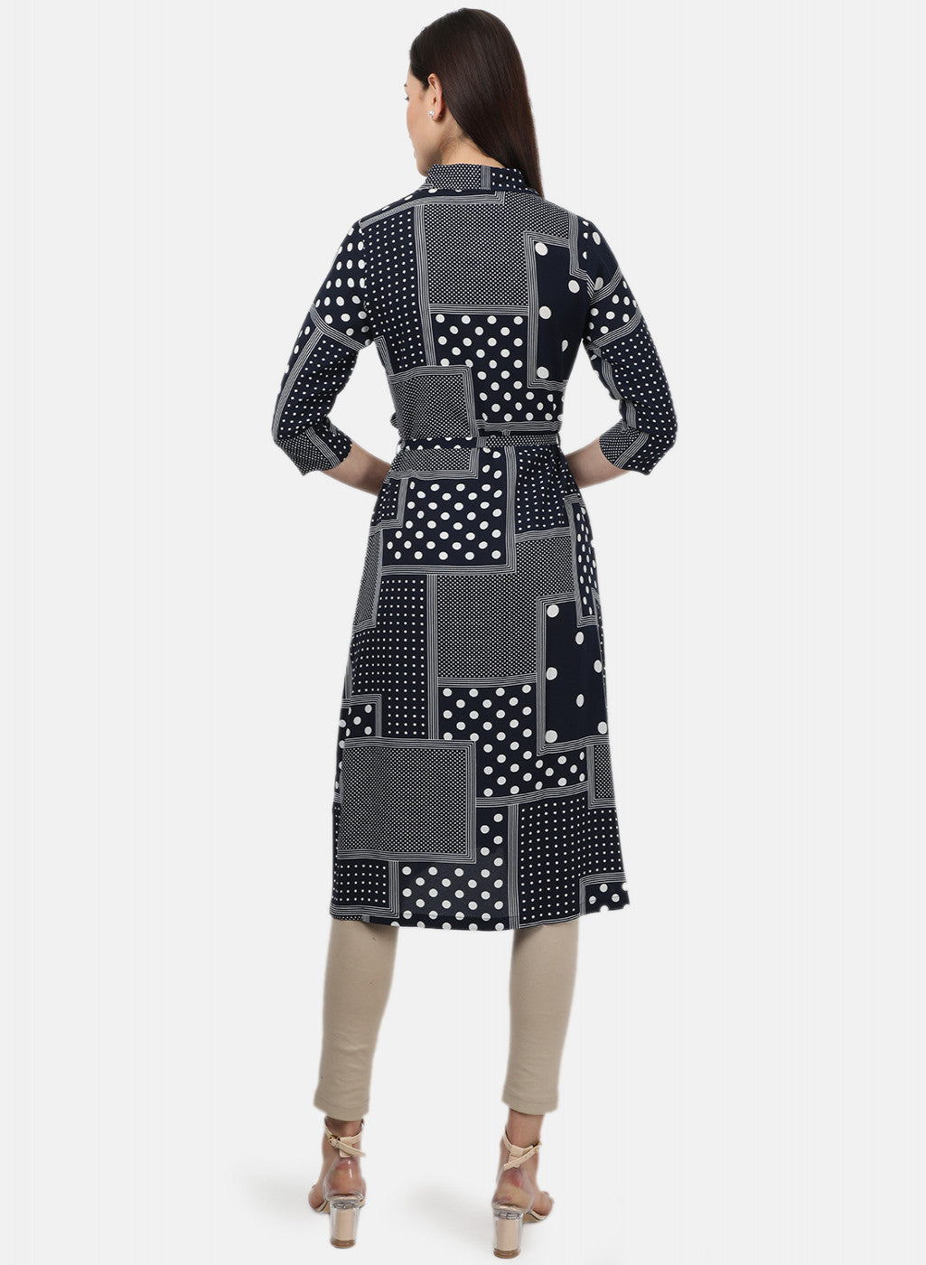 Womens Navy Blue Printed Tunics