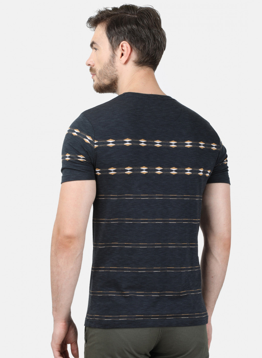 Mens Dark Grey Jaquard T-Shirt