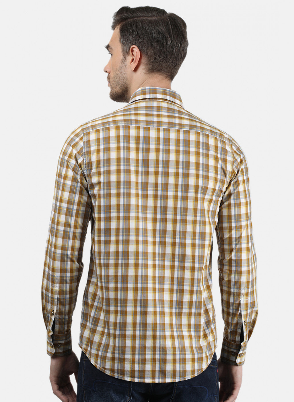 Men Brown Check Shirt