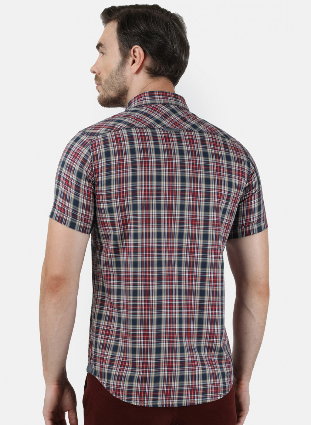 Mens Maroon Check Shirt