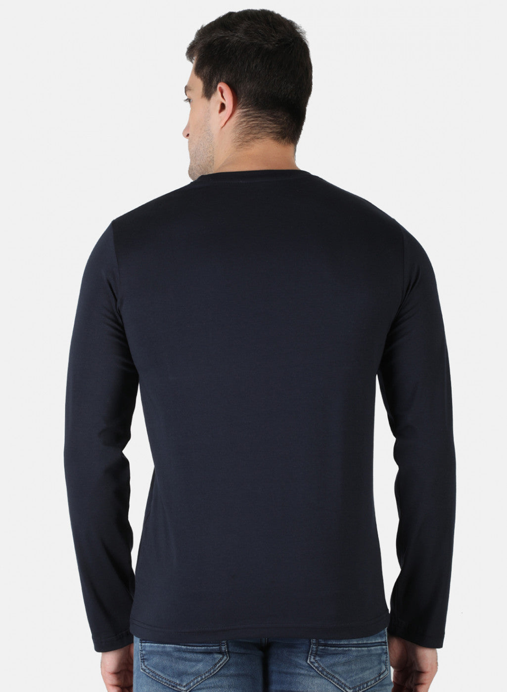 Men NAvy Blue Plain T-Shirt
