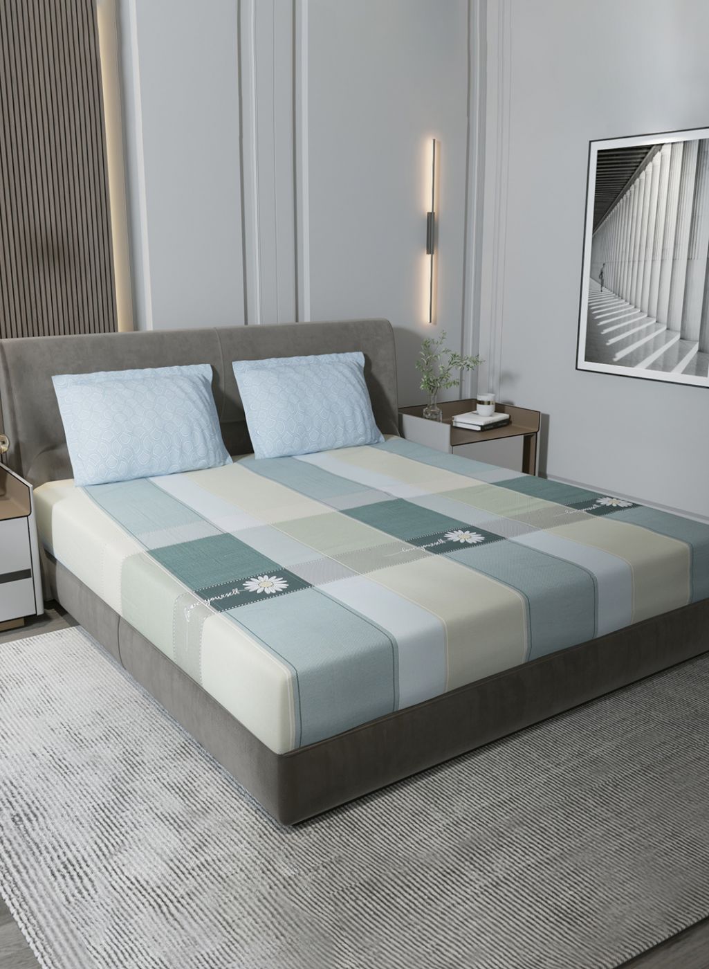 200TC Pure Cotton King Bedsheet with 2 Pillow Covers